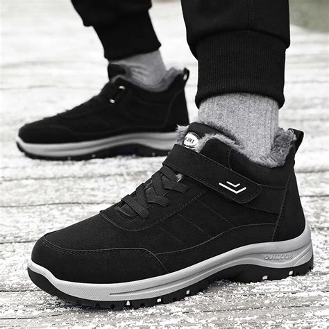 Obersheen Snow Boots for Men Winter Warm Fur Lined Boots No-Slip Ankle ...