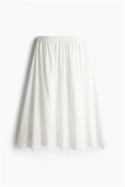 Women's White A-line broderie anglaise skirt | H&M IN