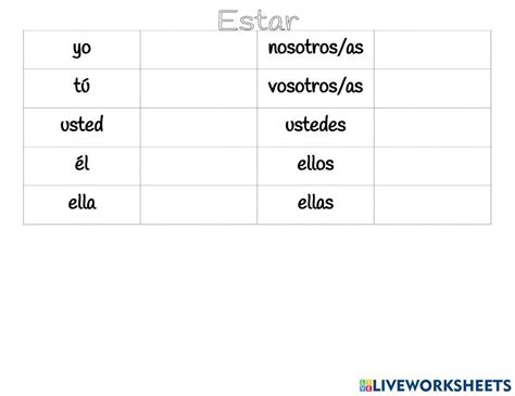 Estar Chart worksheet | Live Worksheets