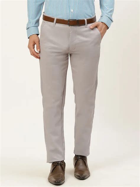 SOJANYA Men's Cotton Blend Grey Woven Design Formal Trousers Price in ...