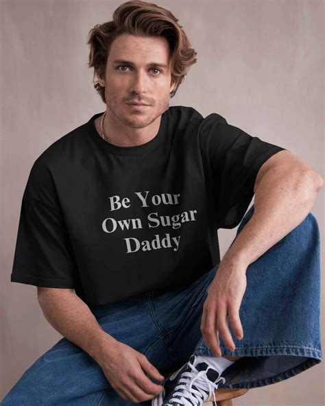 Yuzi Chahal Graphic Printed Be Your Own Sugar Daddy Oversized Black Ts ...