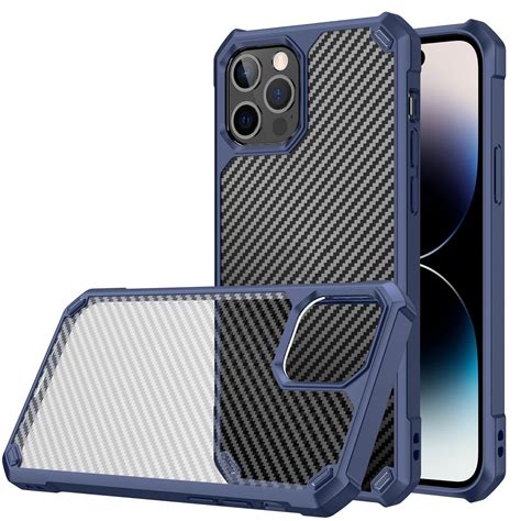 Carbon Fiber Acrylic Shockproof Phone Case For iPhone 14 Pro Max (Blue) – Alexnld.com
