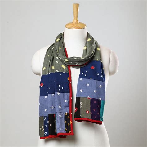 Multicolor Bandhani Tie-Dye Patchwork Cotton Stole