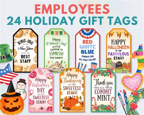 24 Employee Holiday Gift Tag Bundle Employee Appreciation - Etsy