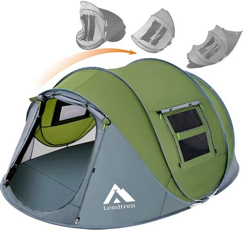 4 Person Easy Pop Up Tent Waterproof Automatic Setup 2 Doors-Instant ...