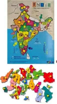 Poktum Puzzle India map puzzle for Kids | wooden educational map of ...
