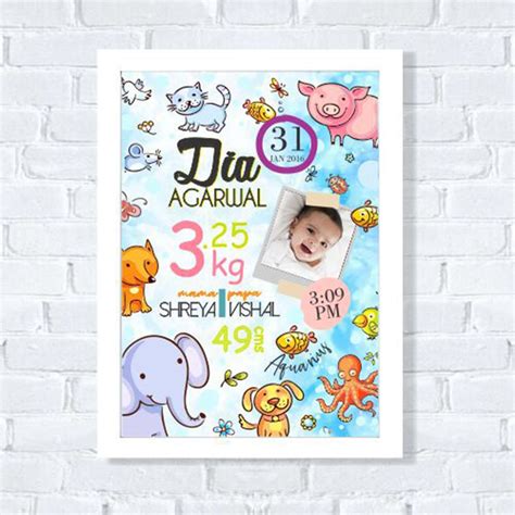 Personalised Birth Statistics Frame | Animals – mumma.com