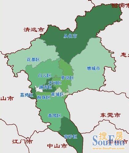 划分为十一个地区的广州_地图分享