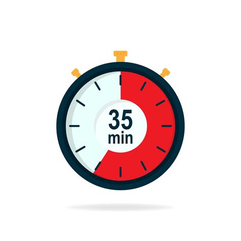 35 minutes timer. Stopwatch symbol in flat style. Editable isolated ...
