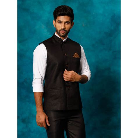 Buy Vastramay Men Black Nehru Jacket Online