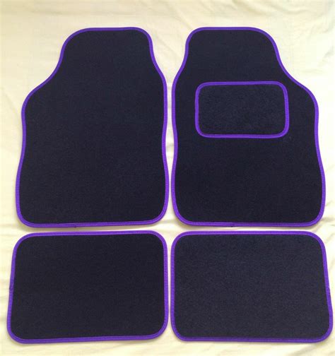 UNIVERSAL CAR FLOOR MATS BLACK WITH PURPLE EDGING - 4 PIECE SET ...