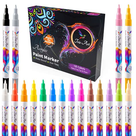 Acrylic Paint Pens Set of 18 Vibrant Color Markers Kit For Rock ...