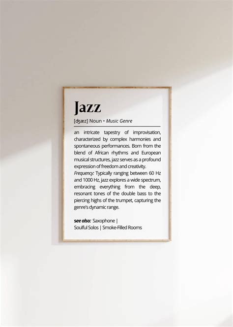 Jazz Music Definition Wall Art Minimalist Music Genre Printable ...