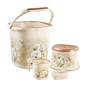 Nayasa Marble Bathroom Set, Set of 4 (18 Litre Bucket + 1500 ML Mug ...