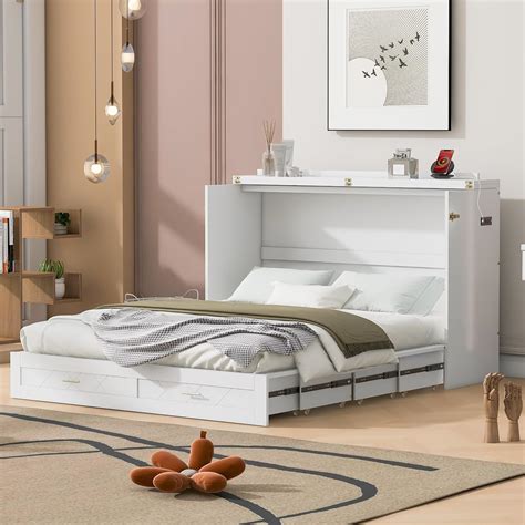 RUNNA Modern Murphy Bed Wall Bed with Drawer and Sockets & India | Ubuy