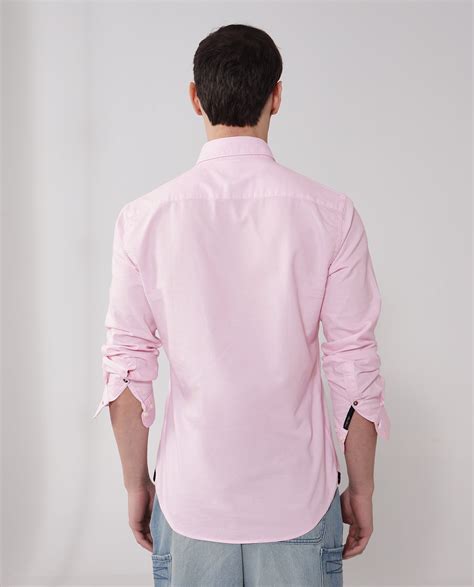 Rare Rabbit Men's Auxfo Light Pink Cotton Plain Regular Fit Full Sleev