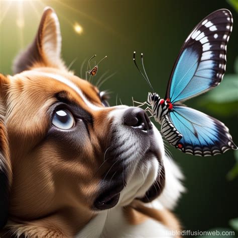 Butterfly on Dog's Nose | Stable Diffusion Online