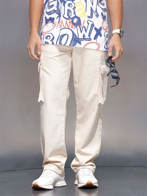Men’s minimal loose fit cargo trousers | Khaki – Wrogn