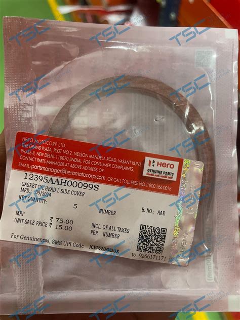 HERO GENUINE-GASKET CYL HEAD L SIDE COVER(12395AAH00099S) – The Spares ...