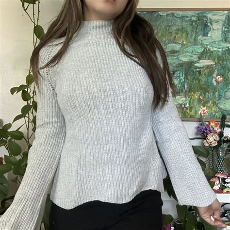 Light grey sweater with bell sleeves Only worn... - Depop