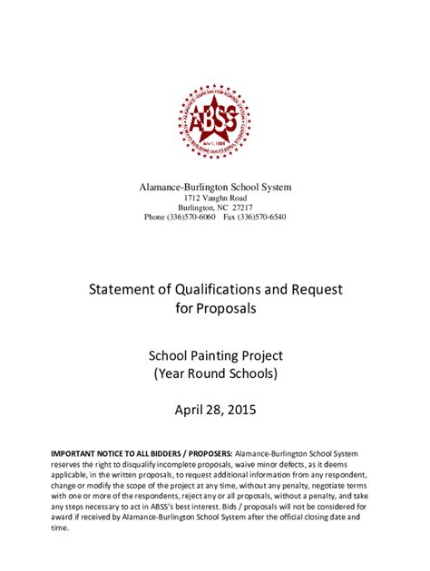 Fillable Online Statement of Qualifications and Request forProposals ...