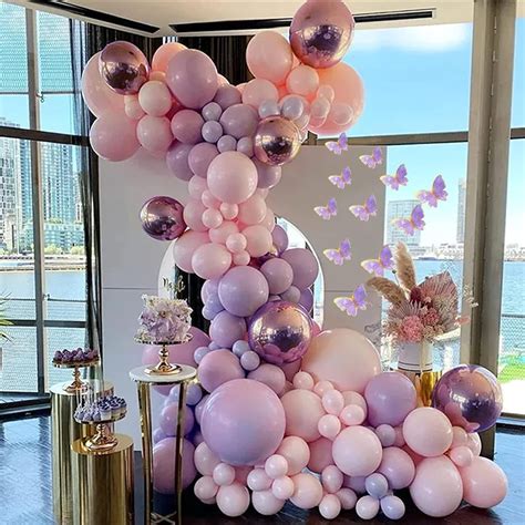 Baby Shower Decorations for Girl 135 Pcs Pink Purple Balloon Arch Kit ...