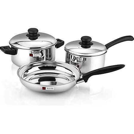 Buy Butterfly Stainless Steel Cookware Set with Sauce Pan, Fry Pan and ...