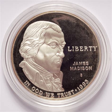1993 Bill of Rights James Madison Commemorative Proof Silver Dollar ...