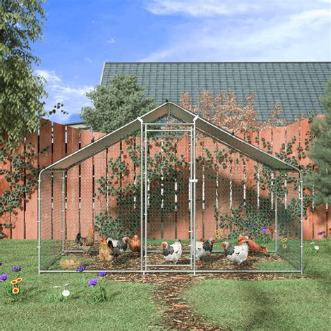 Buy TOETOL Large Metal Walk-in Chicken Coop with Hen Run for Yard Farm ...