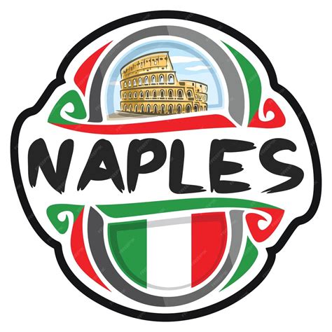 Premium Vector | Naples italy flag travel souvenir sticker skyline ...