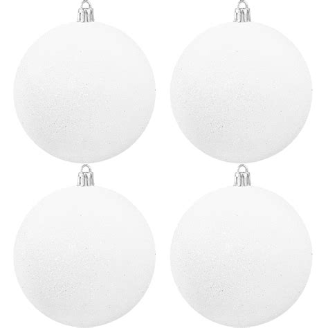 Amazon.com: Large 4 in White Glitter Christmas Ornament Balls(4 Pcs ...