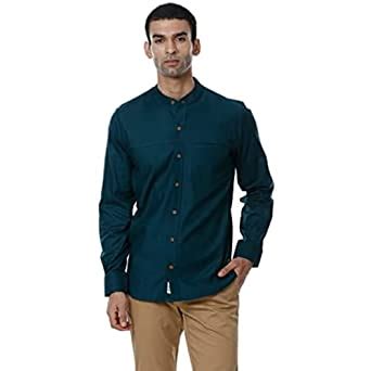 SHIRT THEORY Solid Blush Green Cotton Full Sleeves Casual Shirts for ...