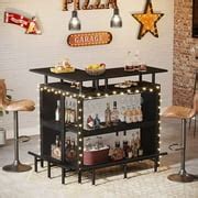 Bed Bath & Beyond L-shape Home Bar Unit, Liquor Bar Table with 2-Tier ...
