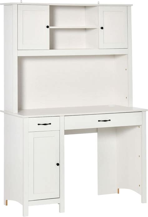 Buy HOMCOM Computer Desk with Hutch, Home Office Workstation with ...