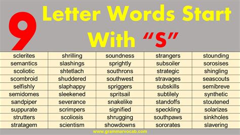 Nine Letter Words Starting With S - GrammarVocab