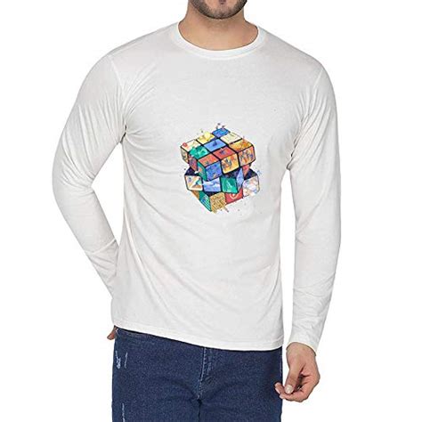 Buy Online Hub Pure Cotton Full Sleeves Round Neck Mens Tshirt White ...