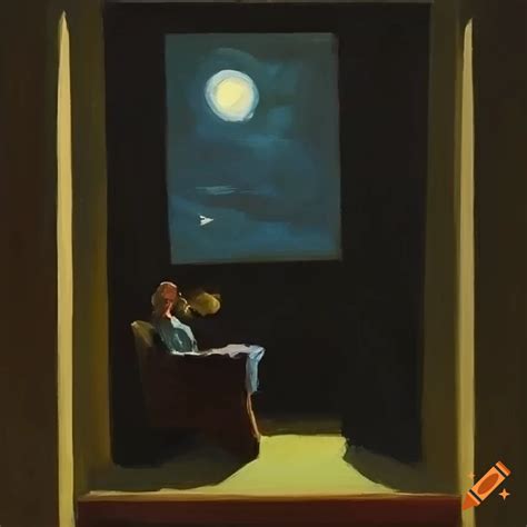 Dark night painting by Edward Hopper on Craiyon