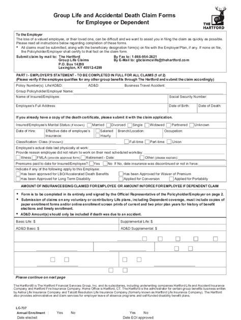 Fillable Online Voluntary Life and Accidental Death and Dismemberment ...