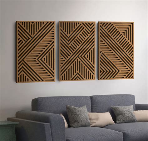 Modern Wood Wall Art Set Geometric Wood Wall Panels Wooden - Etsy