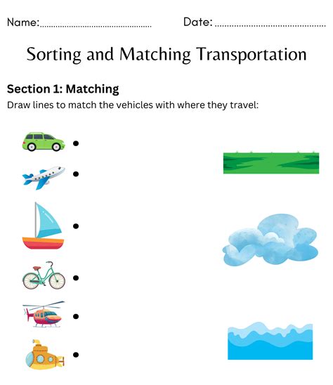 Transportation Matching Worksheet 的图像结果