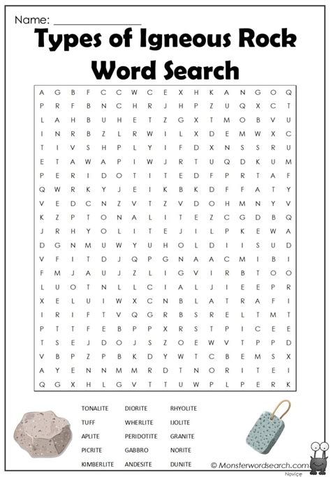 Types of igneous rock word search – Artofit