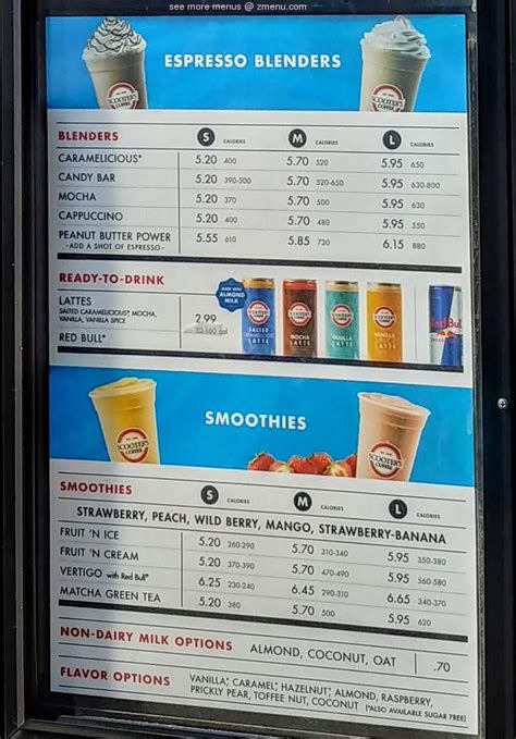 Menu at Scooter's Coffee, Clear Lake