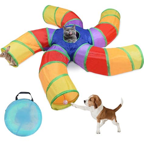 Dyues Cat Tunnels, 5 Way Cat Tubes and Tunnels Collapsible S-Shaped Cat Toys, Kitty Tunnels with ...