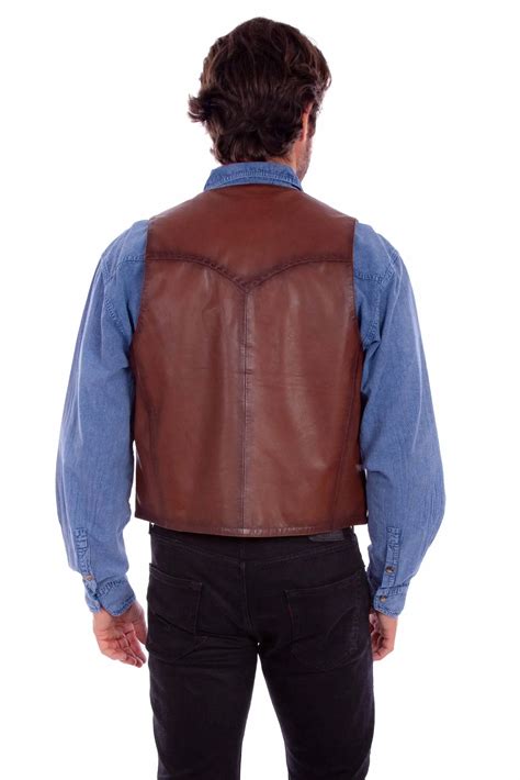 Men's Classic Western Leather Vest - Western Outfitters