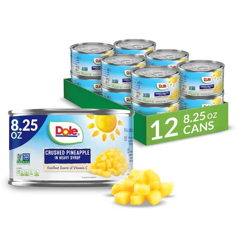 Dole Canned Crushed Pineapple in Heavy Syrup 8.25 Oz - Pack of 12 | Buy ...