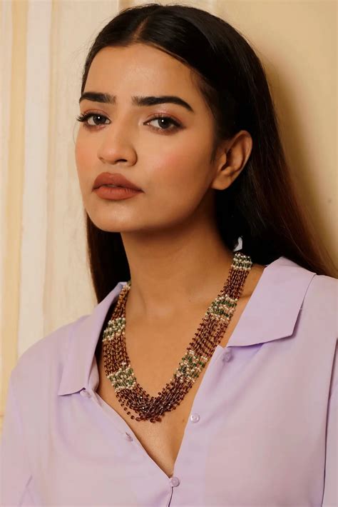 Gold Plated Spinel Ruby, Emerald, Pearl Beads Necklace Jewelry ...