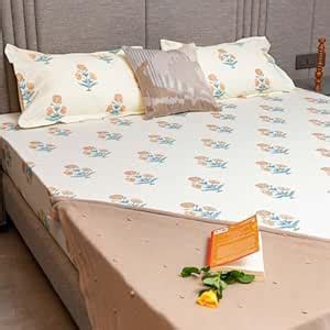 Urban Space Serene 200 TC 100% Cotton Bedsheet for Double Bed, Bedsheet ...