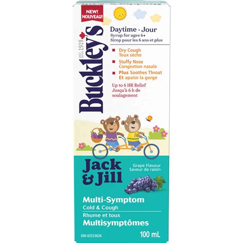 Buckley’s Jack & Jill Multi-Symptom Cold & Cough Syrup, Grape Flavor, 100 mL for Kids 6-12 - CTC ...