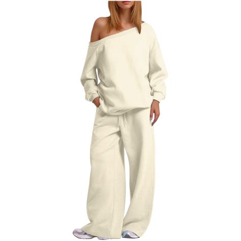 Women Oversized 2 Piece Outfits Sweatsuit Long Sleeve Crewneck Off ...