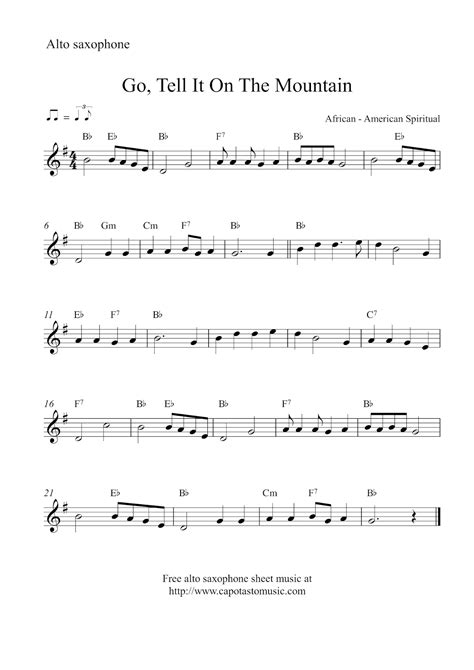 Free Music Sheets For Alto Saxophone Printable